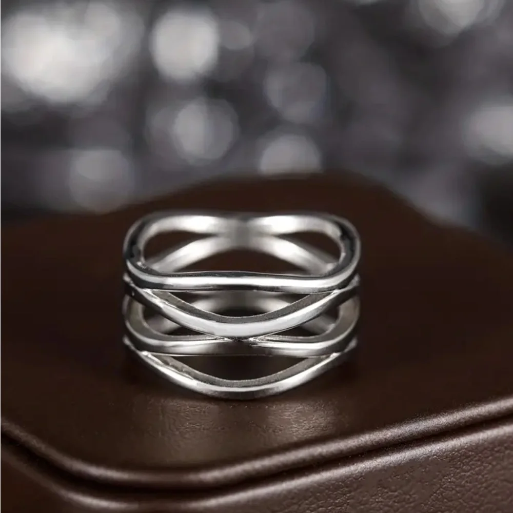 Multi-layer Stainless Steel Ring, Size 8